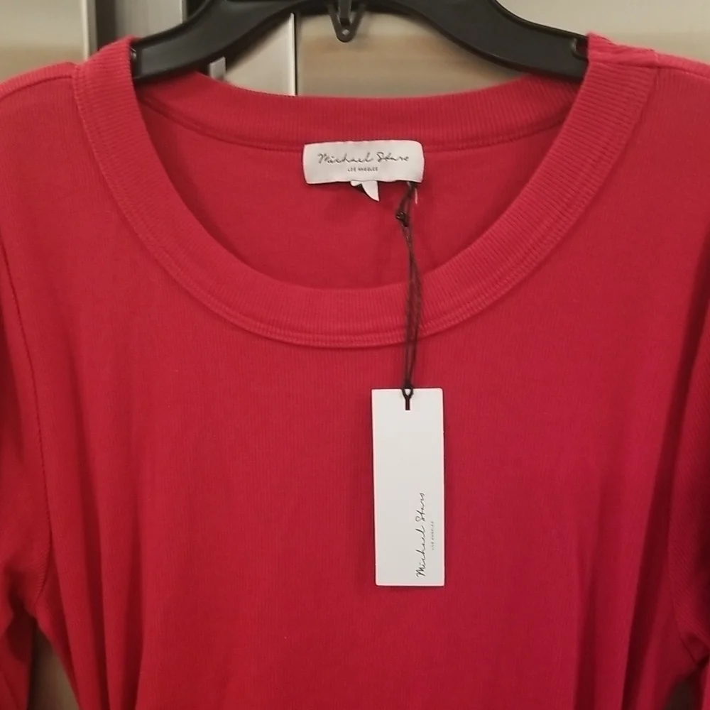 💕MICHAEL STARS💕 Christina Midi Ruched Sheath Dress ~ Heart Red Large L NWT - Picture 9 of 14